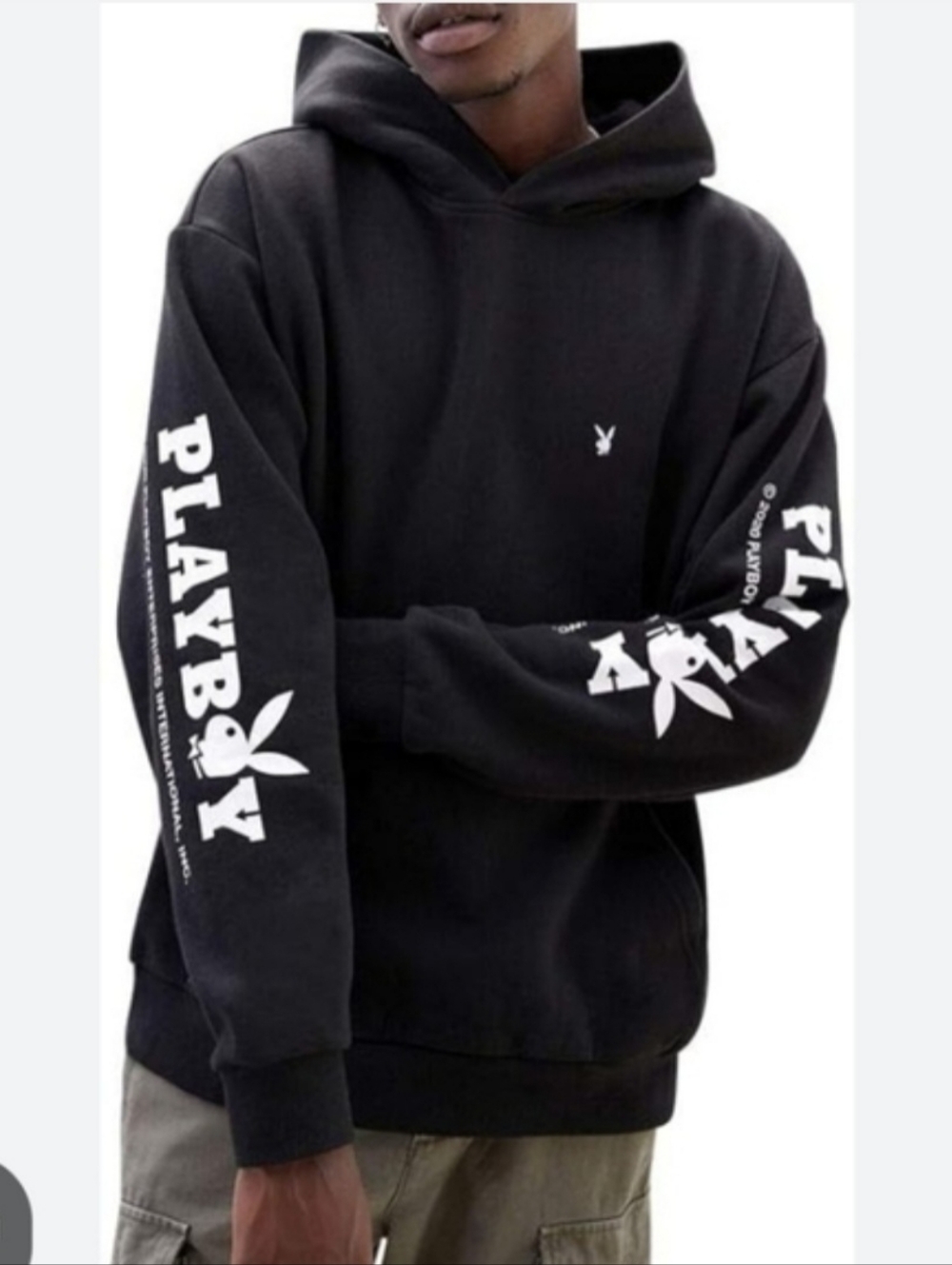 Playboy Men’s Black Logo Pullover Hoodie Sz S